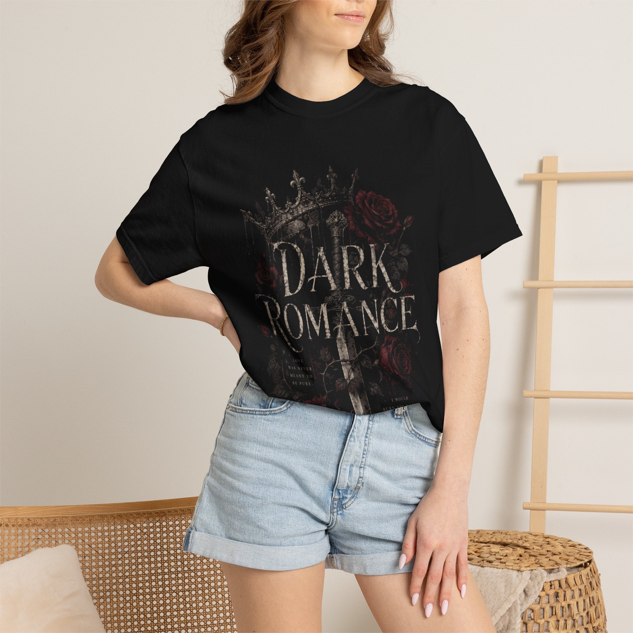 Dark Romance Book Lover Shirt – Gothic Fantasy Romance Tee – Spicy Booktok Reader T-Shirt – “I Would Burn The World For You” Graphic Tee