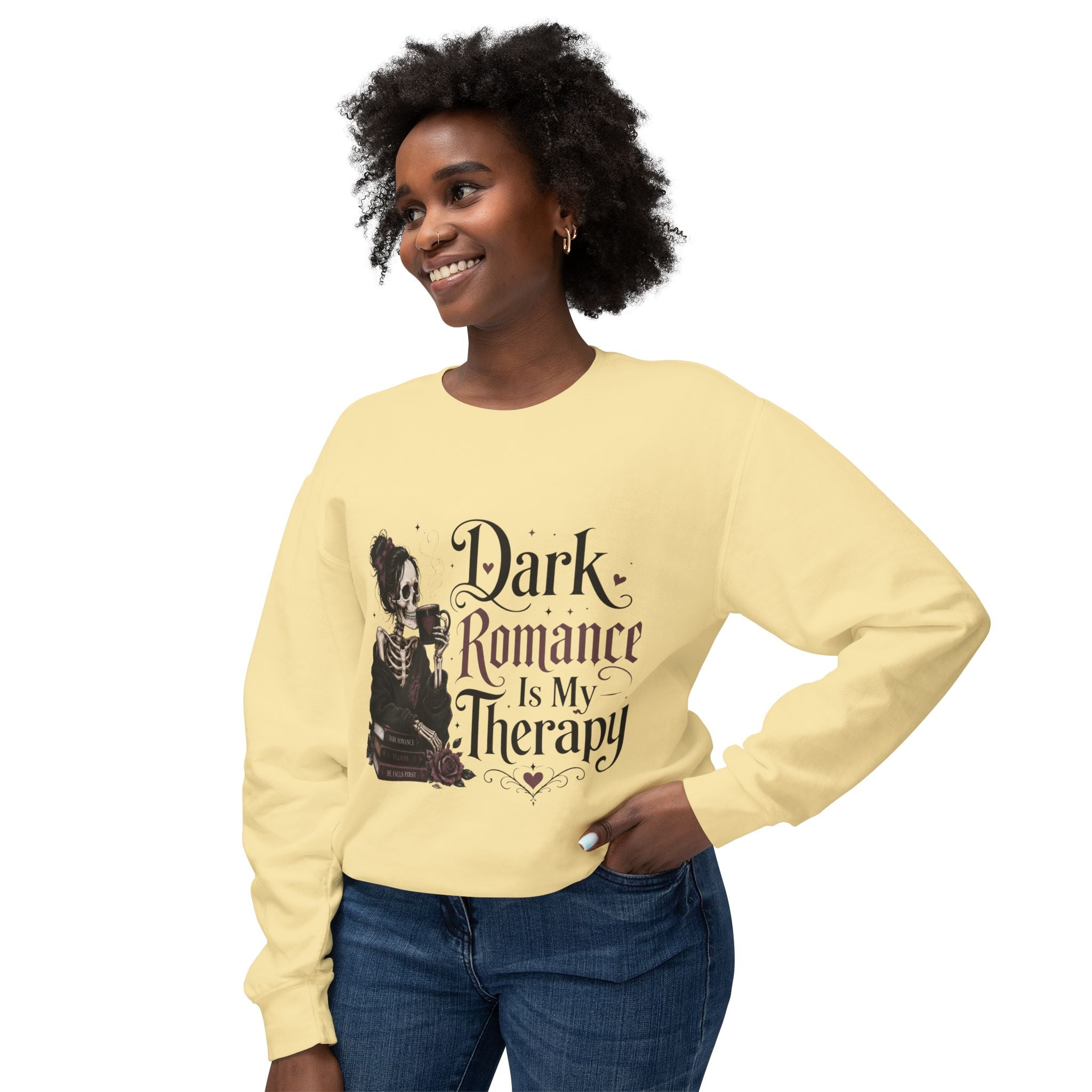 Dark Romance Is My Therapy Sweatshirt — Lightweight Crewneck