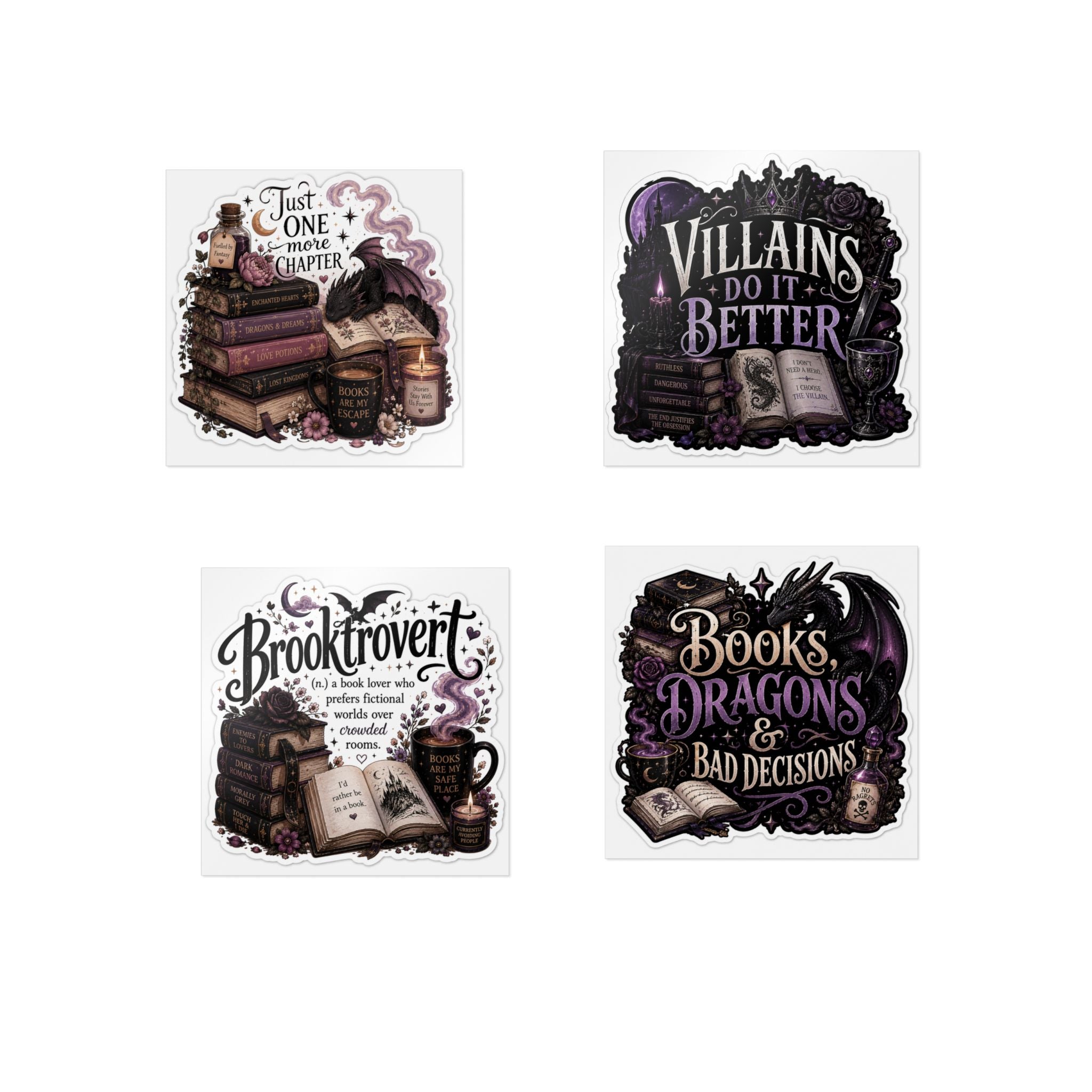 Bookish Die-Cut Stickers — Literary Laptop & Journal Decals
