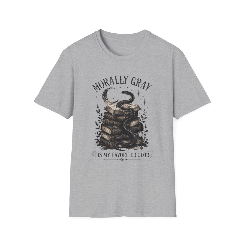 Morally Gray T-Shirt — Witchy Snake & Spellbook Graphic Tee